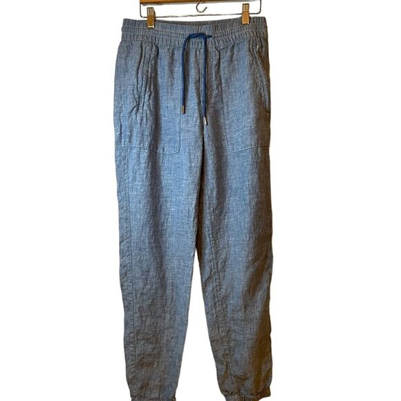 Athleta Woman's Cabo Linen Jogger Style Pant Elastic Waist Chambray Blue Size 2 - Picture 1 of 5